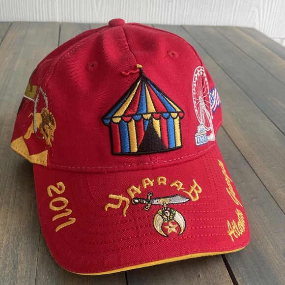 2011 Shriners Shrine Yaarab Circus Atlanta GA Embroidered Red Trucker Hat (H6) - Picture 1 of 8